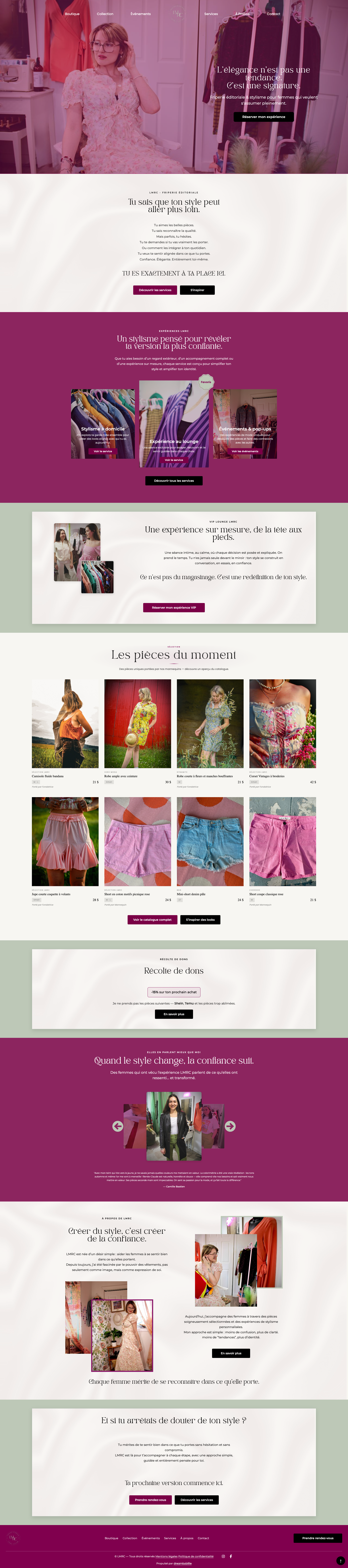 Aperçu défilant du site Friperie LMRC